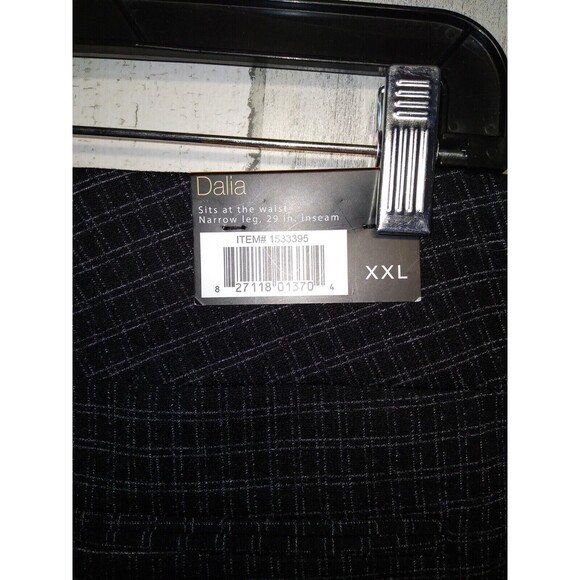 DALIA Pants Black Check Narrow Leg Sits at Waist Inseam 29 in Size XXL - Picture 7 of 11